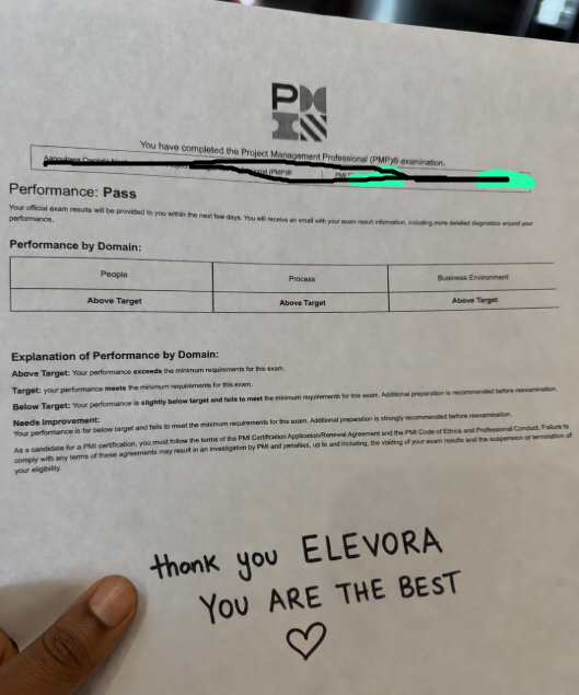 ElevoraPrep learner PMP exam success story 25